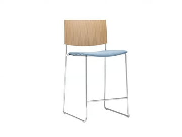 SIT WOOD BQ1209 / BQ1210 - Stackable sled base oak stool with integrated cushion by Andreu World - view 2